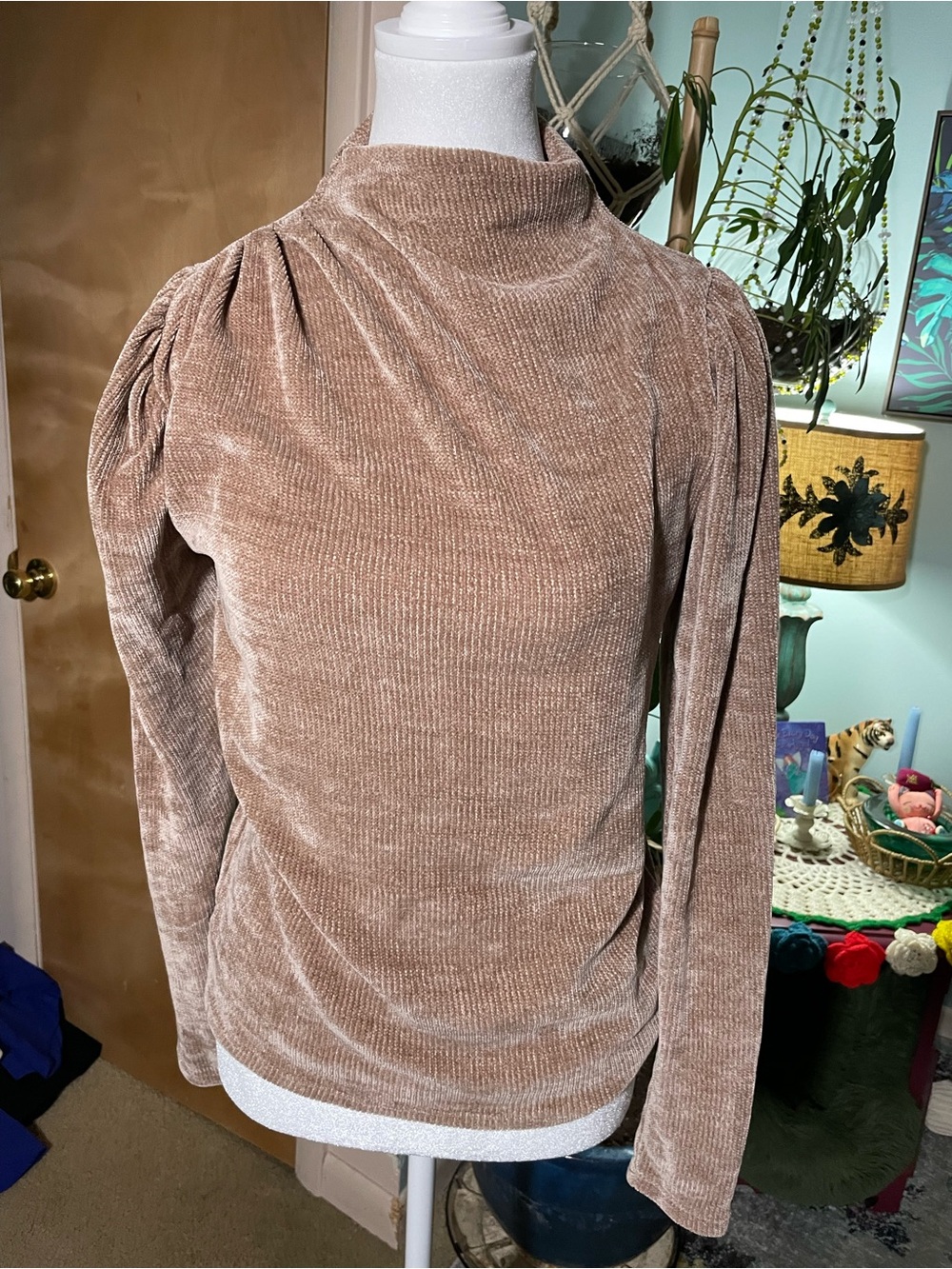 Express Taupe Velvet Turtleneck Sweater